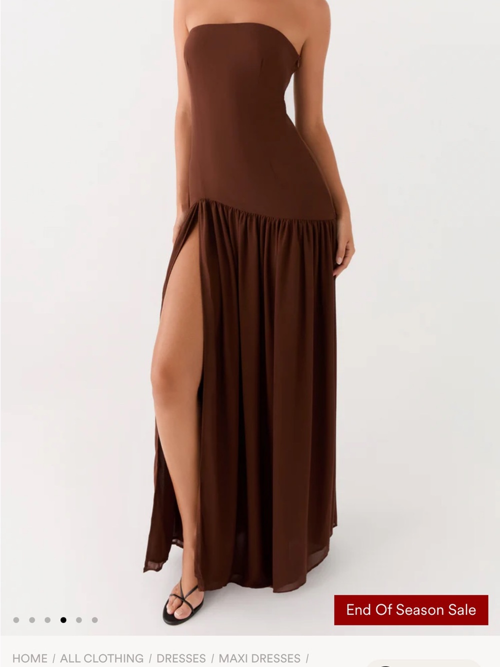 Eden strapless maxi dress brown